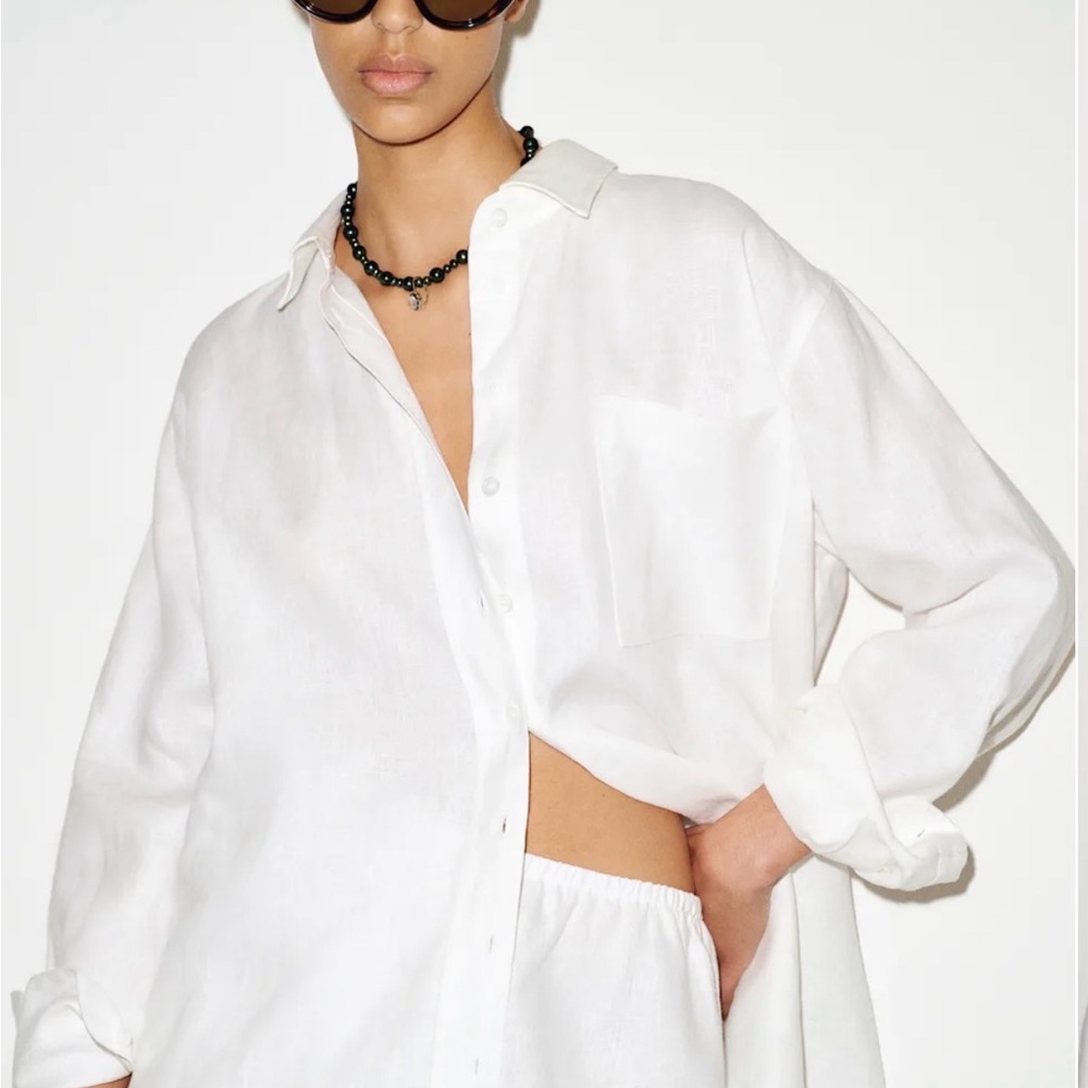 Reformation Eli Oversized Shirt (White Linen)